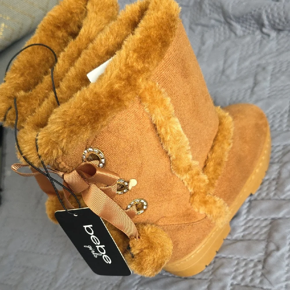 bebe Kids Brown Fur-Trimmed Winter Boots - Picture 1 of 6